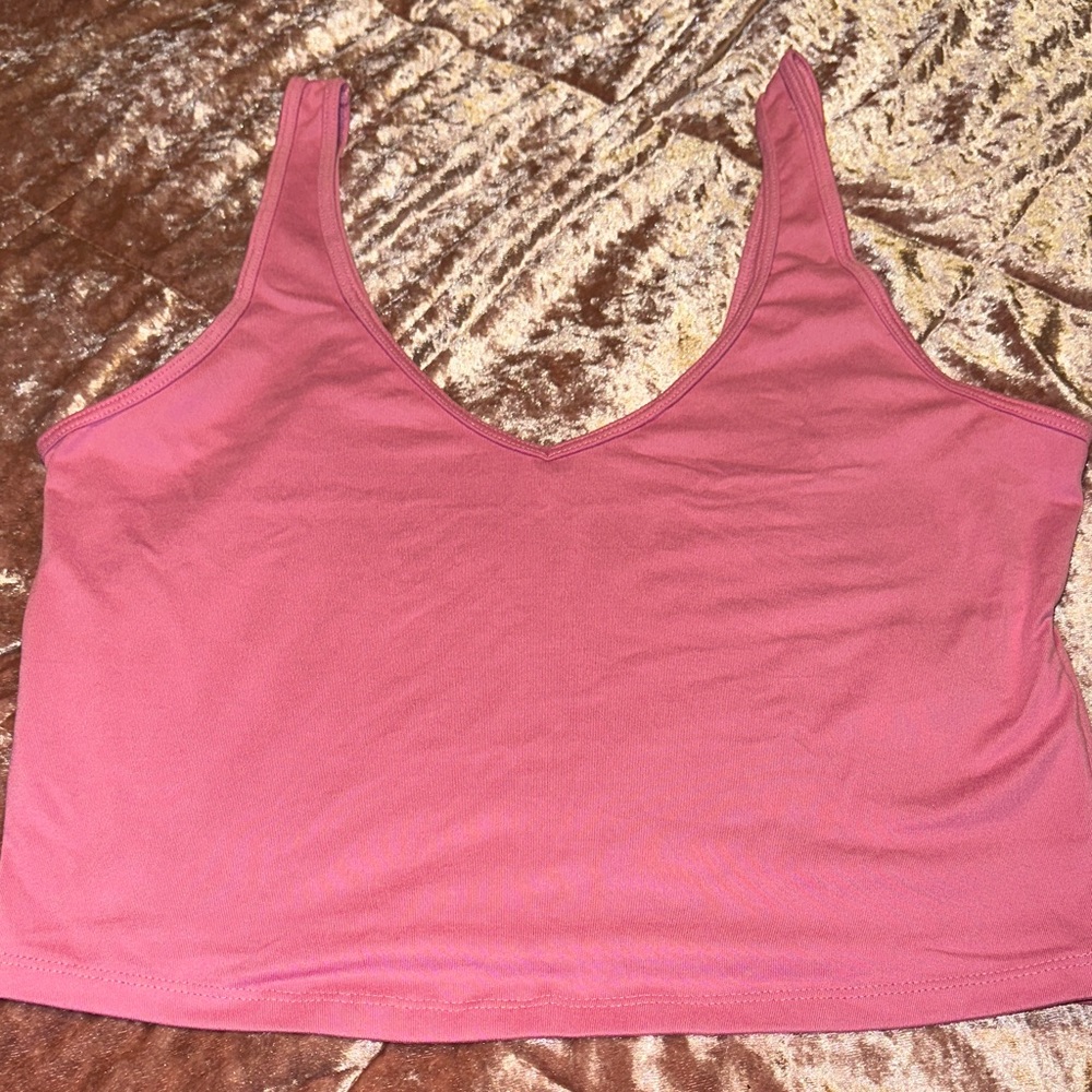 Hollister Pink V-Neck Tee size L